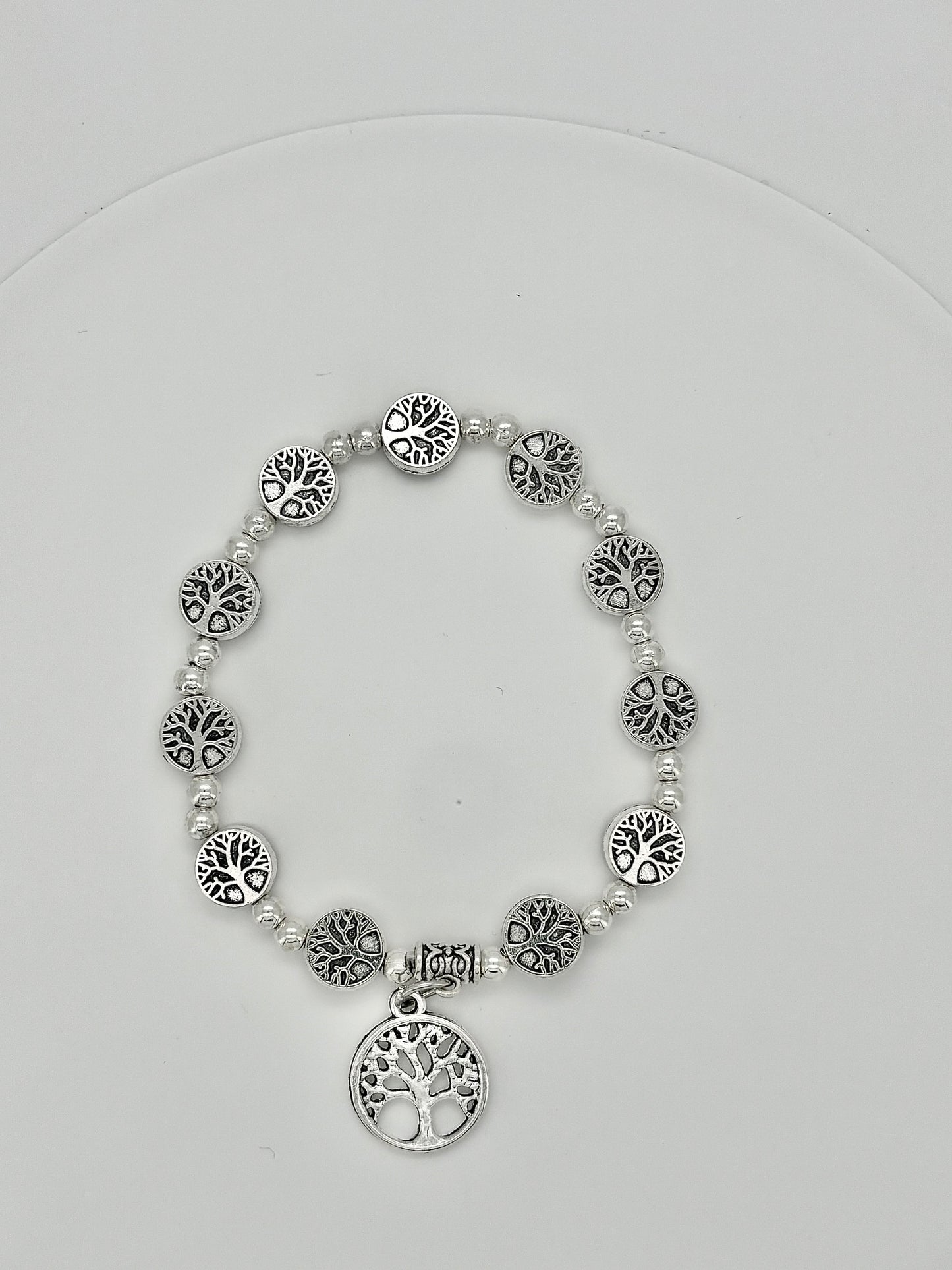 Charm beaded elasticelated  bracelets in silver Pxx