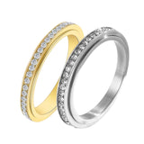 Crystal pave spinning fidget ring in silver or gold tone R4