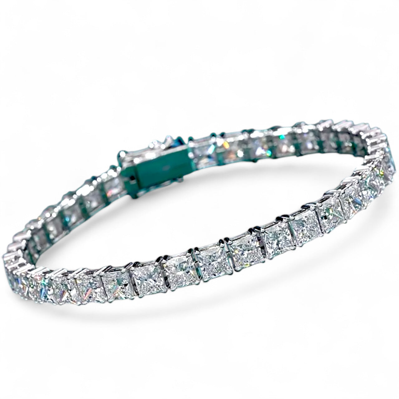 Tennis Bracelet - LUX Square cut crystal in Silver or Gold Unisex Mens Women’s D1