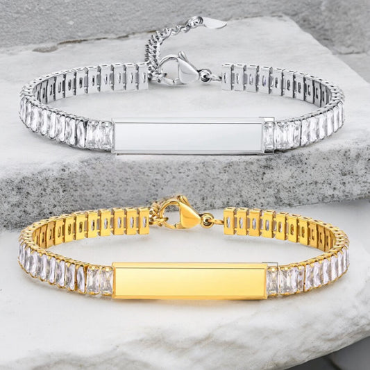 BLAKEbu baguette crystal bar bracelet in silver or gold P37