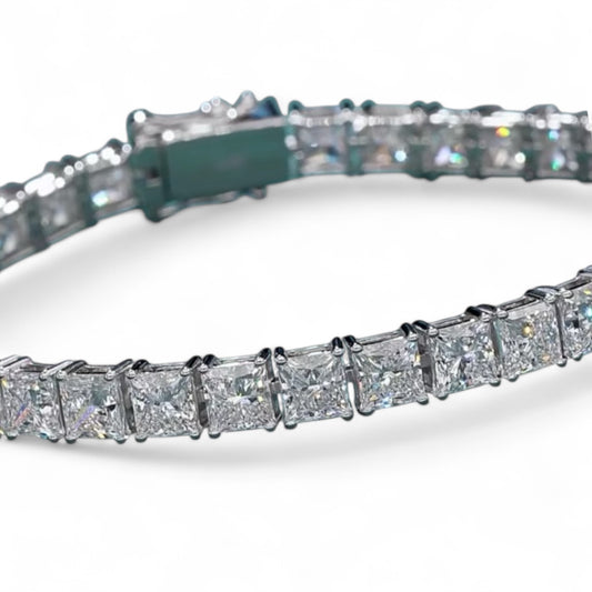 Tennis Bracelet - LUX Square cut crystal in Silver or Gold Unisex Mens Women’s D1