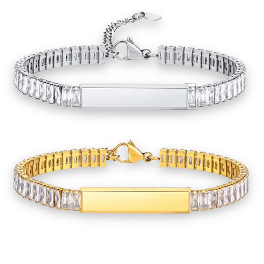 BLAKEbu baguette crystal bar bracelet in silver or gold P37
