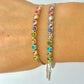 CLARAbu colourful crystal with snake chain bracelet in Rose or Silver. P74