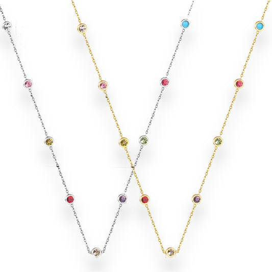 PALMAbu necklace with chakra colour solitaire crystal tending design in silver or gold P26 women’s girls
