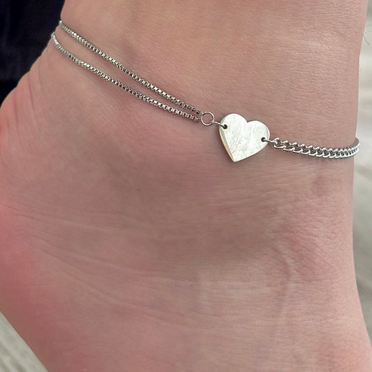 JESSIbu ANKLET trending chain and double chain heart detail with extender water and tarnish resistant