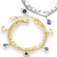 BLUE EYE double layer chain bracelet with blue charms in stainless steel Silver or gold tone Pxx
