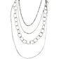 4 layer chunky chain statement necklace in silver tone