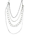 4 layer chunky chain statement necklace in silver tone