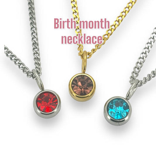Necklace Birthstone pendant in silver or gold tone