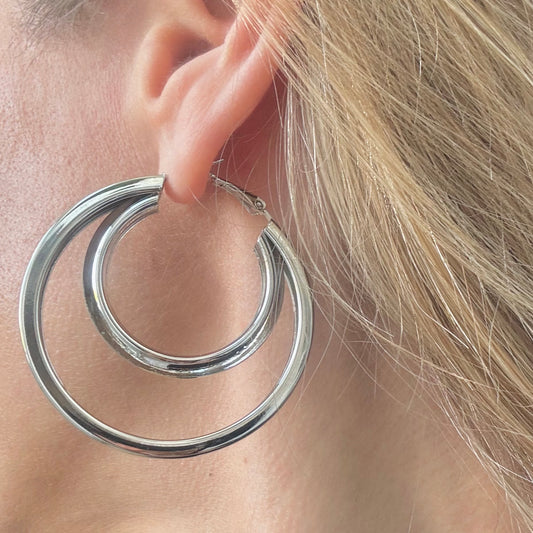 Double hoop hypoallergenic earrings