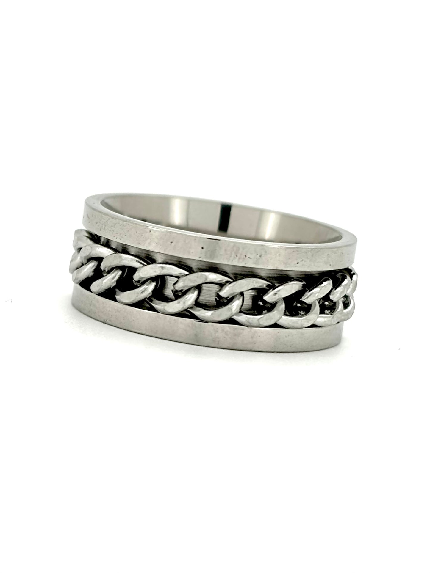 CHAIN FIDGET statement ring in stainless steel silver or gold size N O P Q R S T U V W Male female unisex R5