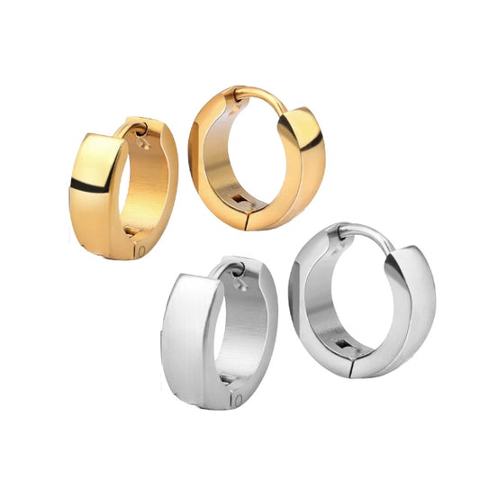 8mm Huggies hoop earrings in Stainless steel silver or gold