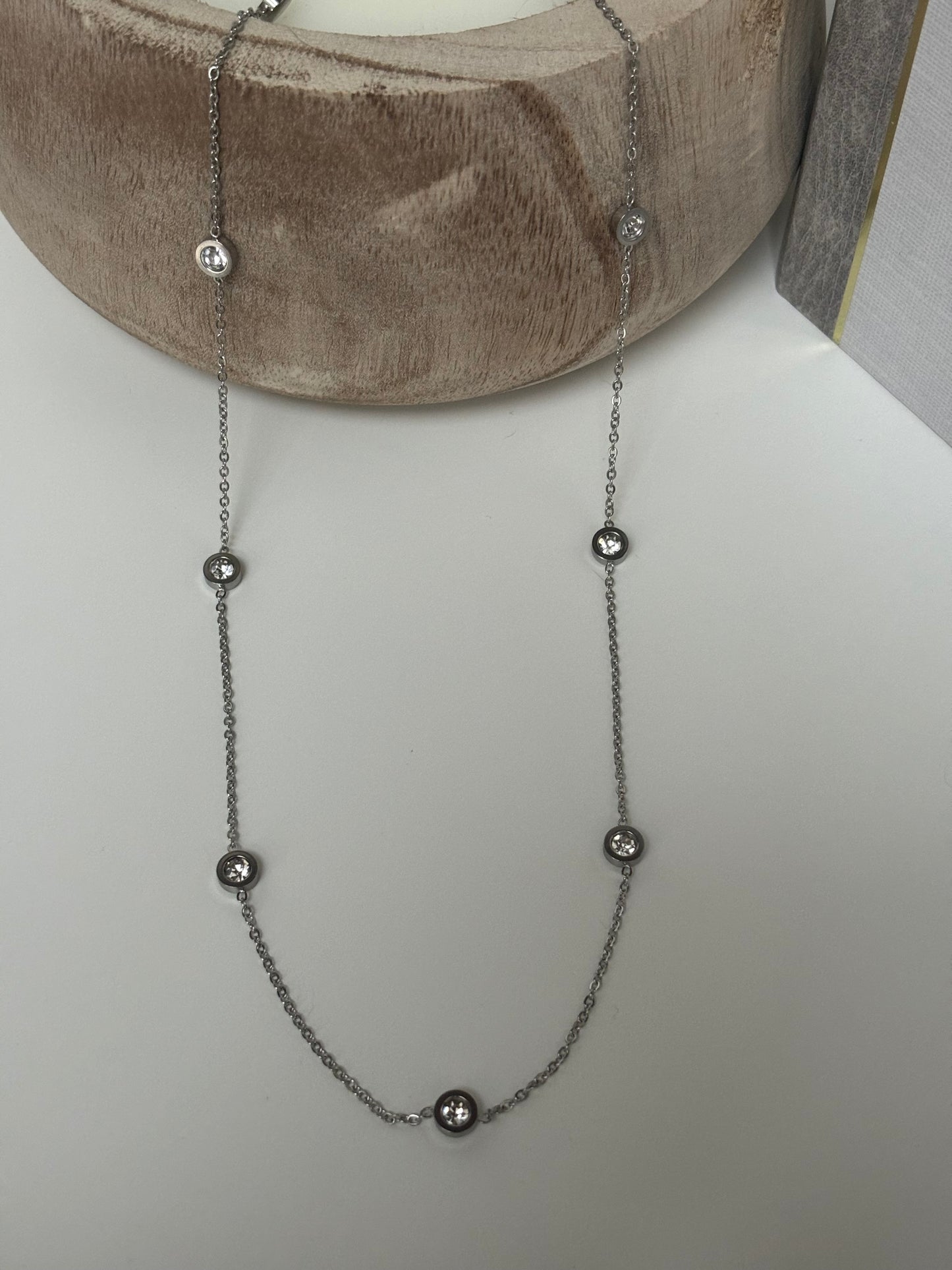 PALMAbu necklace with chakra colour solitaire crystal tending design in silver or gold P26 women’s girls