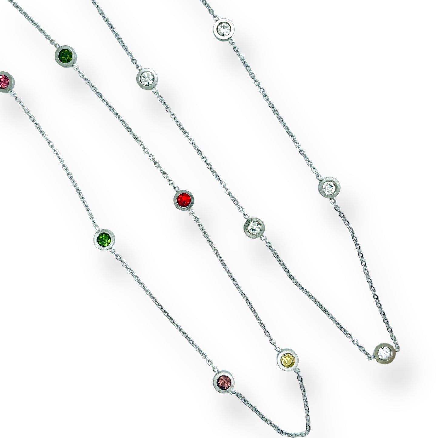 PALMAbu necklace with chakra colour solitaire crystal tending design in silver or gold P26 women’s girls