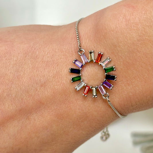 Colour Crystal circle adjustable bracelet