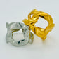 Chunky chain ring adjustable in stainless steel silver or gold tone R12
