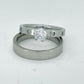 Engagement ring and wedding band ring set in Silver or Gold Stainless steel water resistant R5