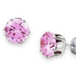 Pink hypoallergenic studs in silver tone