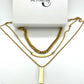 Three layer pendant necklace with Cuban chain with birthstone in silver or gold water resistant P6