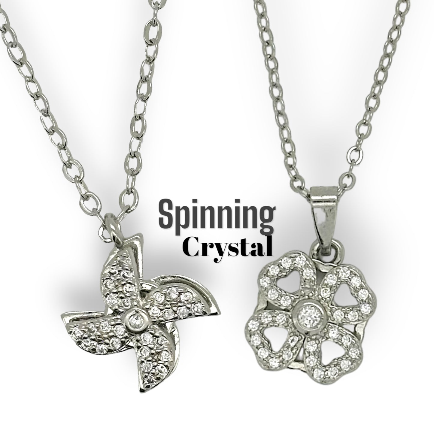 Beautiful Crystal Anxiety , ADHD fidget spinning necklaces P17