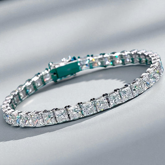 Tennis Bracelet - LUX Square cut crystal in Silver or Gold Unisex Mens Women’s D1