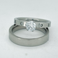 Engagement ring and wedding band ring set in Silver or Gold Stainless steel water resistant R5