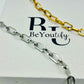 Paperclip chain bracelet in stainless steel silver or gold tone with extender P6
