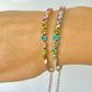 CLARAbu colourful crystal with snake chain bracelet in Rose or Silver. P74