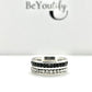Black and clear crystal double row statement ring in stainless steel size N O P Q R S T U V W Male female unisex R15