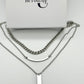 Three layer pendant necklace with Cuban chain with birthstone in silver or gold water resistant P6
