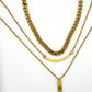 Three layer pendant necklace with Cuban chain with birthstone in silver or gold water resistant P6