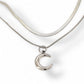 Moon pendant double layer necklace in silver or gold Herringbone chain women’s girls