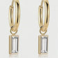 Rectangle crystal drop hoops in silver and gold E14